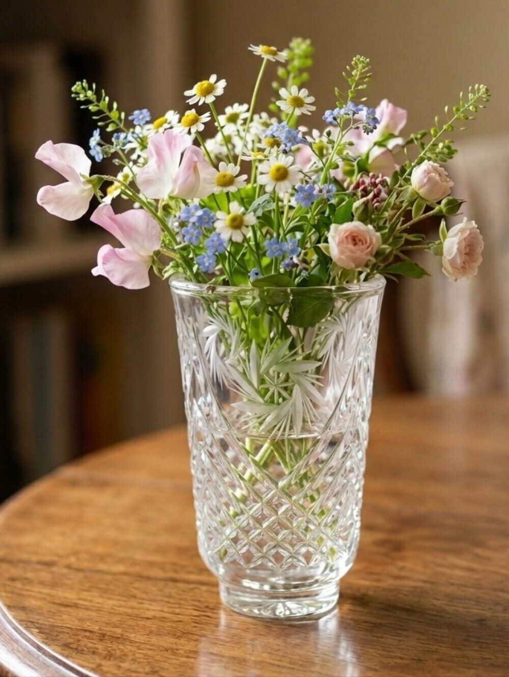 VINTAGE Crystal Pinwheel Starburst Cut Glass Vase